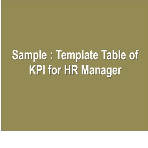 Kpi for hr manager