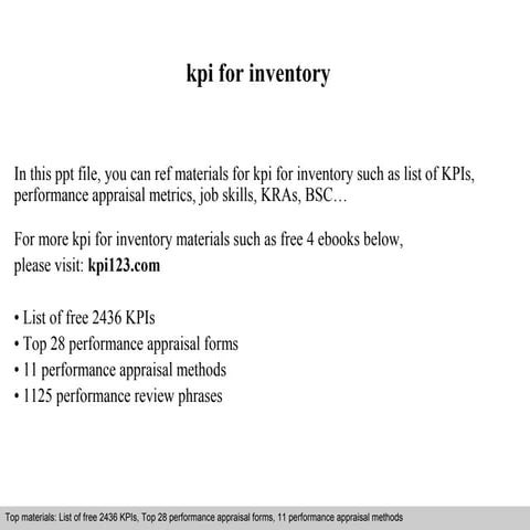 Kpi for inventory