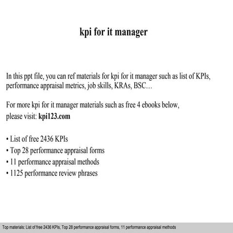 Kpi for it manager