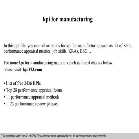 Kpi for manufacturing