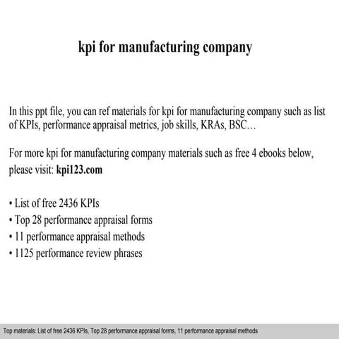 Kpi for manufacturing company