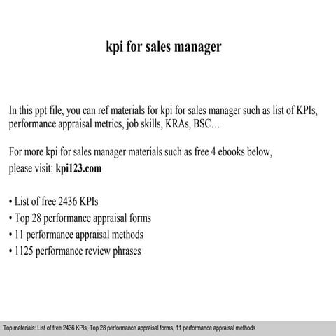Kpi for sales manager