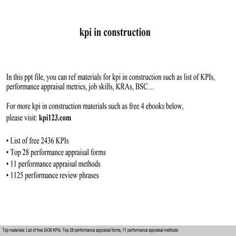 Kpi in construction
