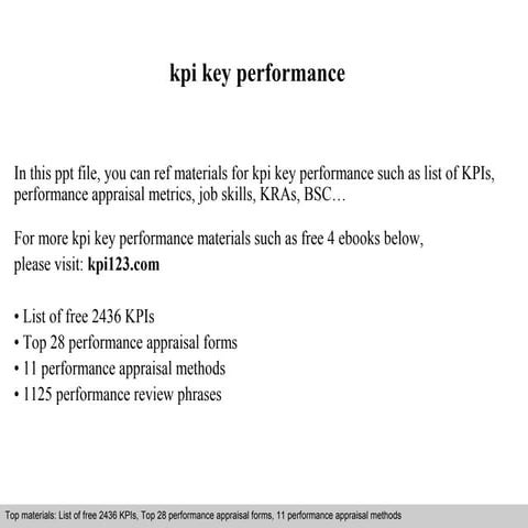Kpi key performance