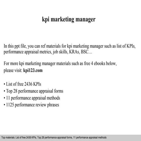 Kpi marketing manager