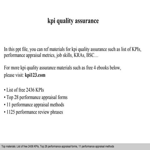 Kpi quality assurance