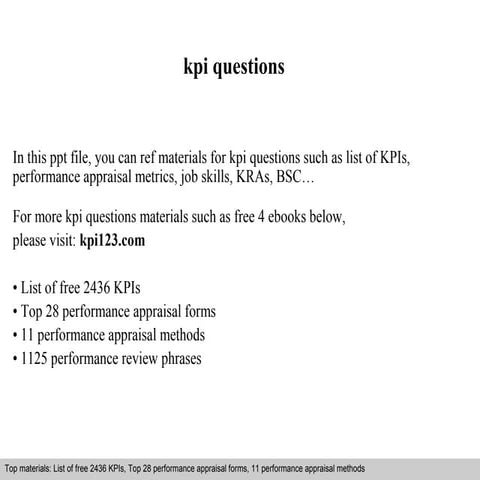 Kpi questions