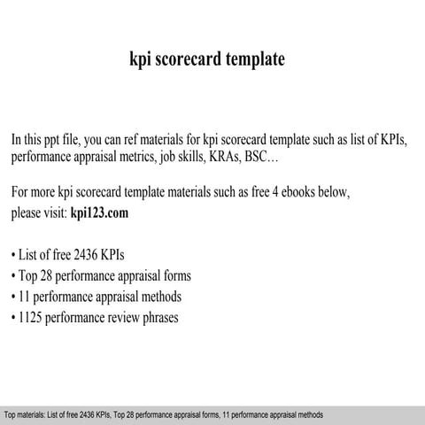 Kpi scorecard template