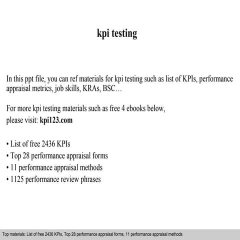 Kpi testing