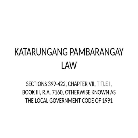 Katarungang Pambarangay | PPTX