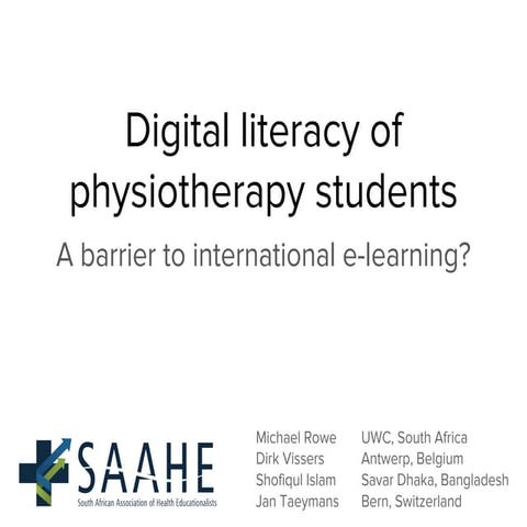 Digital literacy of an international group of physiotherapy students