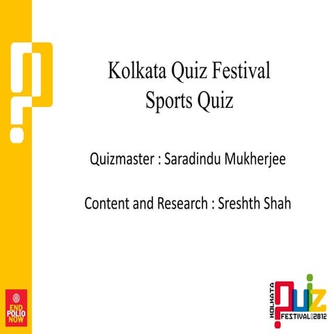 Kolkata Quiz Festival - Sports Quiz