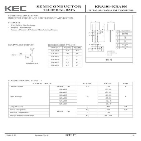 Original PNP Transistor KRA106 A106 106 TO-92 New