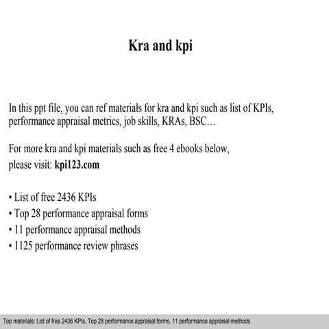 Kra and kpi