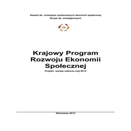Krajowy Program Rozwoju Ekonomii Społecznej