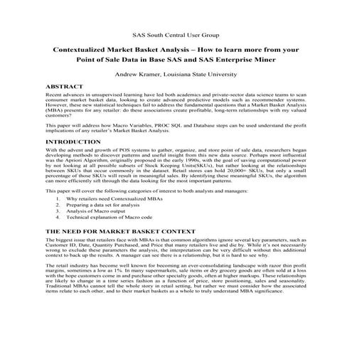 Market Basket Analysis in SAS
