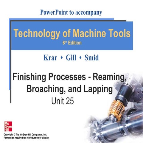 Finishing Processes - Reaming, Broaching lapping
