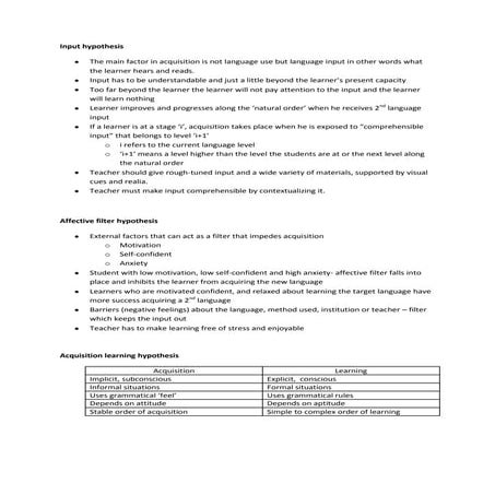 Krashen's hypothesis