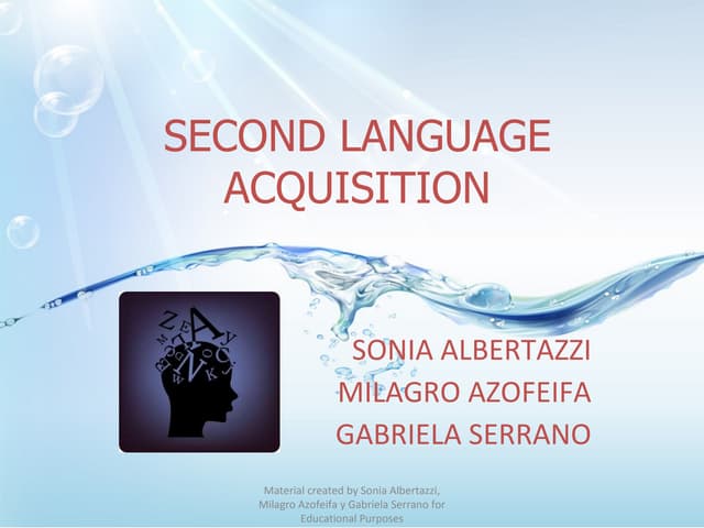 Krashen's theory on Second Language Acquisition