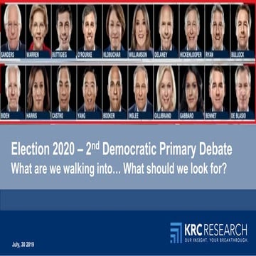 KRC Research: Election 2020 Preview - 2nd Democratic Primary Debate
