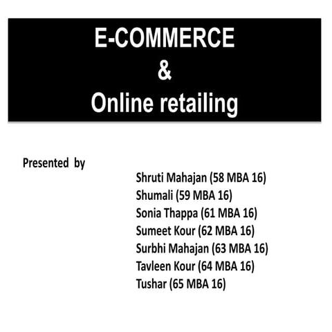 E-commerce and online retailing 