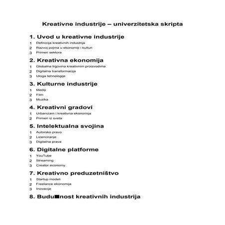 Comprehensive University Script on Creative Industries and Their Future ...