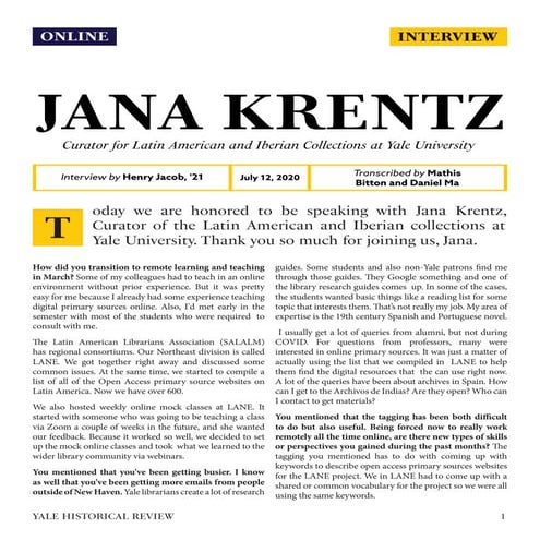 An Interview with Jana Krentz