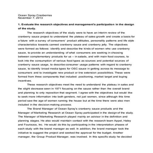 Ocean Spray Case Study