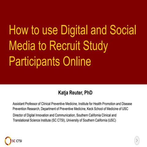 How to Use Digital and Social Media to Recruit Participants into Research Stu...