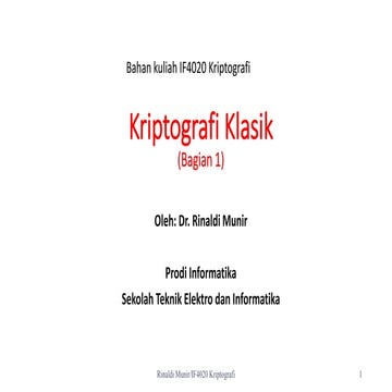 Kriptografi Klasik belajar kriptografi mudah