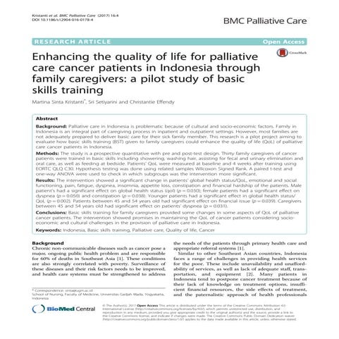 Enhancing the quality of life for palliative care cancer patients in ...
