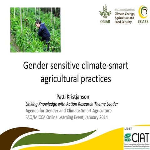 Gender sensitive climate-smart agricultural practices  by Patti Kristjanson 2...