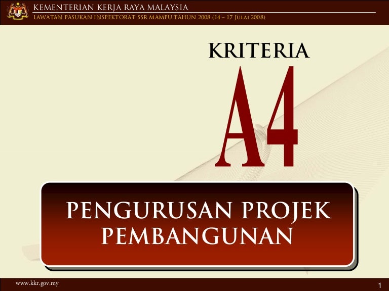 Kriteria A4 Pengurusan Projek Pembangunan