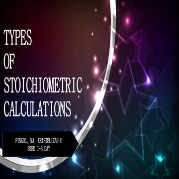 types of stoichiometric calculations