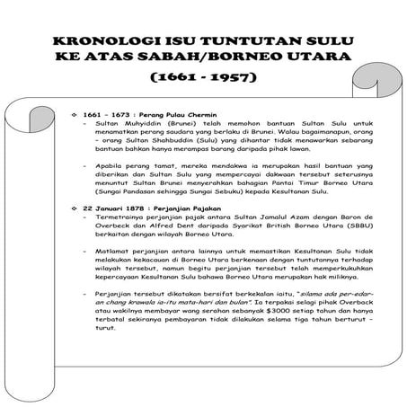 Kronologi isu tuntutan sulu ke atas sabah