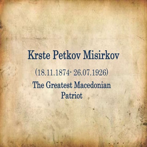 Krste Petkov Misirkov and his work