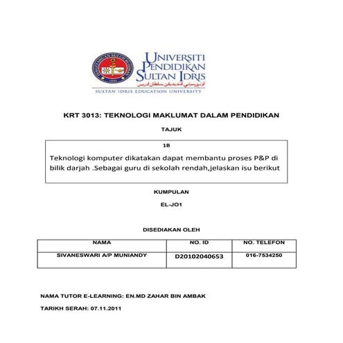 Krt3013  teknologi maklumat sekolah rendah d20102040653
