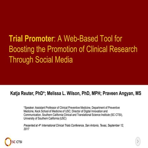 Trial Promoter: A Web-Based Tool for Boosting the Promotion of Clinical Resea...