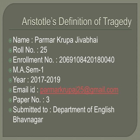 Aristotle's Definition Of Tragedy
