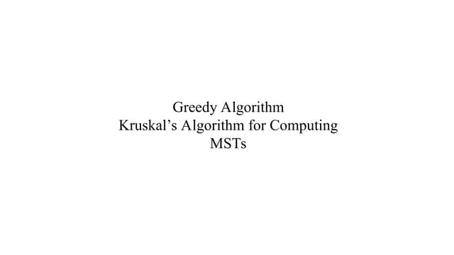 kruskal Algorithm in Algorithm for CS St