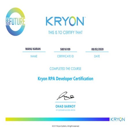 Kryon - Certifications and Diplomas - Manu Karan | PDF