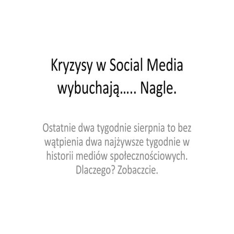 Kryzysy wybuchają zawsze