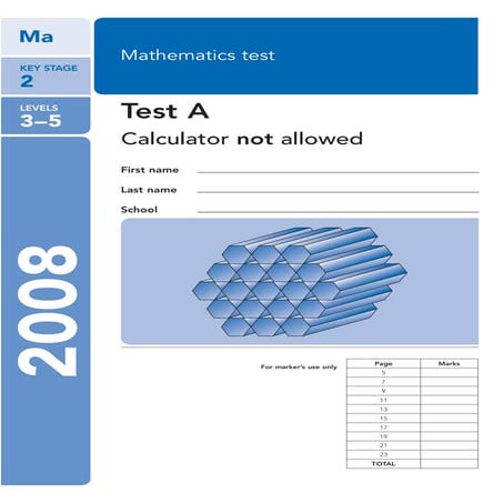 Ks2 2008-maths-test a no calculator