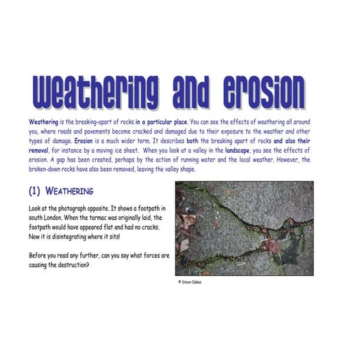 Glacial erosion and weathering