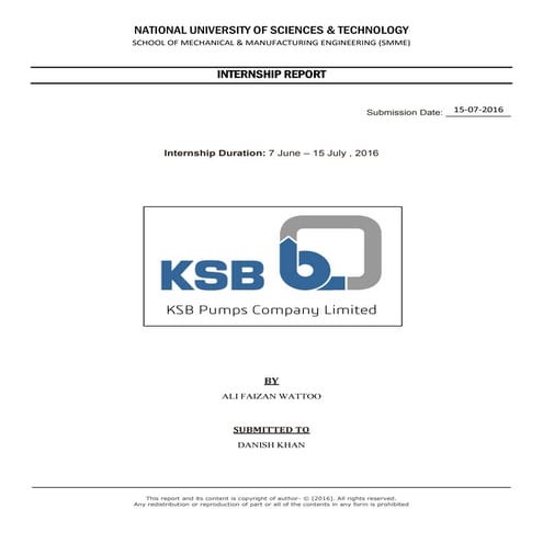 Ksb internship report