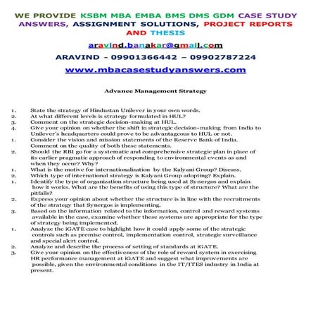 Xibms case study answer sheets. mba.emba.dms. aravind 9901366442 | DOC