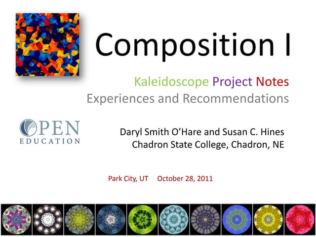 Kaleidoscope Project Open Education Presentation, Salt Lake City, UT OpenEd 