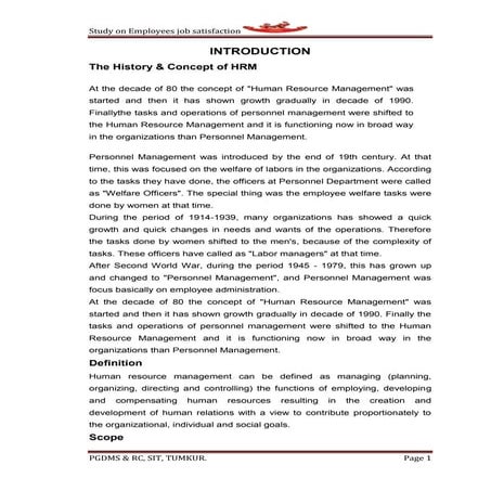 Employee job satisfaction project at KSDL pdf