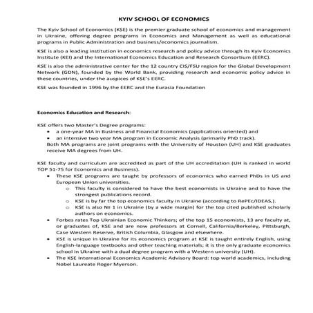 About Kyiv School of Economics / KSE