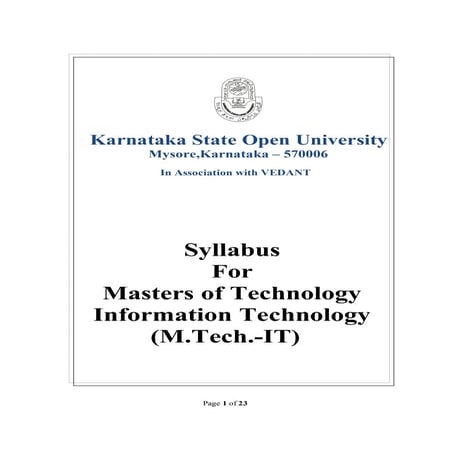 MTECH IT syllabus | PDF